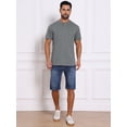 thumbnail image 5 of DARING DIVA Men's Henley Crew Neck Short Sleeve Button Down T-Shirt M Gray, 5 of 7