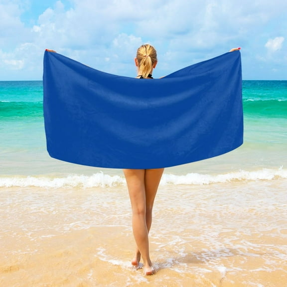 Ryvnso Navy Blue Oversized Beach Towel Microfiber Bath Blankets Swimming Fitness 37" x 74"