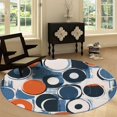 thumbnail image 3 of Round Rug 8x8ft Abstract Circle Pattern Soft Fluffy Round Area Rug, Washable Non-Slip Floor Carpet for Living Room Bedroom Kids Room Bathroom, Easy Care, 3 of 7
