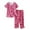 A-Red308, variant on Star Moon Pattern Pajama Set for Women Short Sleeve V Neck Casual Sleepwear Capri Pant Set