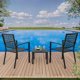 thumbnail image 3 of 3-piece moderno outdoor bistro set: steel patio muebles con 2 stackable sillas y 1 mesa, rust resistant para garden, balcony, y poolside, 3 of 8