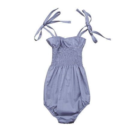 

Newborn Baby Girls Strappy Romper Ruffles Sleeveless Jumpsuit Bodysuit Sunsuit
