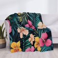 thumbnail image 4 of Floral Flannel Blanket Colorful Hibiscus Flowers Throw Blanket Beautiful Floral, 4 of 8