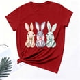 thumbnail image 6 of Tnhcen Women's Easter Bunny Print Graphic Tee Casual Short Sleeve Round Neck Plus Size S-3XL Cotton Spandex Polyester Stretchy Comfortable Spring Holiday Wear, 6 of 6