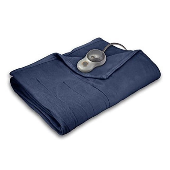 Sunbeam Electric Heated Fleece Channeled Blanket, Twin, Newport Blue
