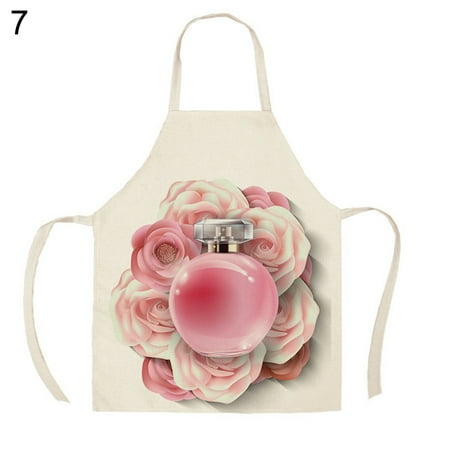 

Gwong 1 Pcs Kitchen Apron Clear Pattern Anti-fade Flax Nail Glue Printed Cooking Chef Bib for BBQ