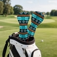 thumbnail image 4 of Uorisanigo Golf Club Head Covers - Driver, Fairway #3#5, Hybrid Headgear, Premium Aztec Turquoise Print Headcovers Set Fit Most Clubs, PU Leather Headcovers, Golf Accessories, 4 of 7
