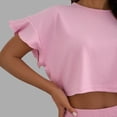 thumbnail image 4 of Ensembles de Pyjama pour Femmes 2 Pcs Manches Courtes Ensembles de Pyjama Col Rond Manches Courtes Hauts de Pyjama Courts Chemisiers Unis Classique Ultra Doux Texturé Athlétique Extensible Shorts de Pyjama Nuisette, 4 of 7