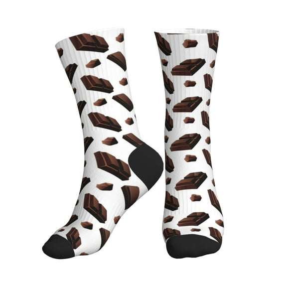 Crew Socks for Women Men Athletic - Dark Brown Chocolate Print Soft Comfort Breathable Mid-Calf Sole Running Socks Womens Men