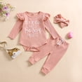 thumbnail image 2 of CAICJ98 Baby Girl Clothes 3Pcs Newborn Fall Winter Knit Ribbed Outfit Long Sleeve Romper Pants Headband Set, Size 6-12 Months, 2 of 7