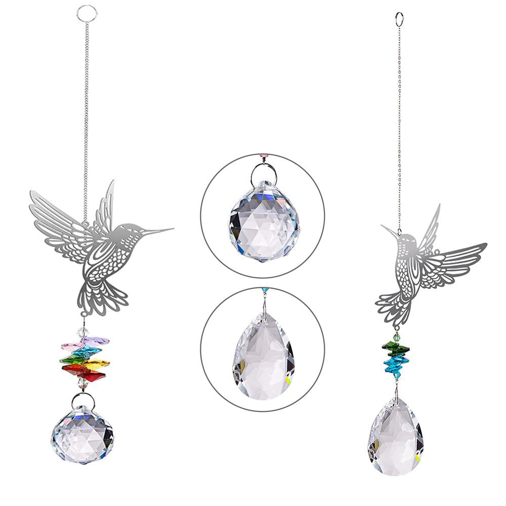 #1 2Pcs Crystals Ball Hanging Ornament Prisms Suncatcher Birthday Presents for Home Office Garden Car Pendants Decoration 