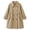 Khaki, variant on lnmuld Girls Lapel Double Breasted Ruched Waist Trench Coat Mid Length Outerwear Khaki,2-3 Years