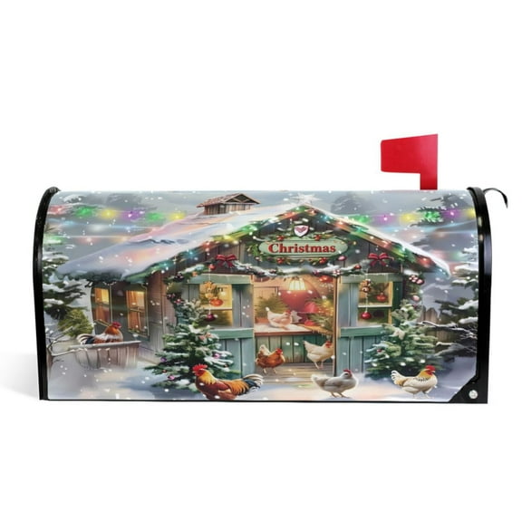 Ryvnso Mailbox Cover Farmhouse Christmas Magnetic Mailbox Wrap Standard Size 21x18 Inch