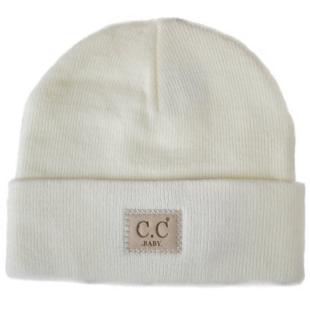 

C.C Babies Winter Knit Plain Cuff Skull Cap Beanie Hat Ivory