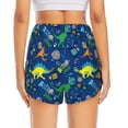 thumbnail image 2 of Lsque Dinosaur In Space Printed Women's Running Shorts with Liner Pockets,Elastic Quick Dry Workout Athletic Gym Yoga Shorts,Womens High Waist Shorts-, 2 of 9
