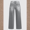 thumbnail image 6 of Wutalume Baggy Jeans for Women Wide Leg Mid Waist, Fringed Cropped Denim Pants, Trendy Boho Style with Distressed Hem,Gray XL, 6 of 8