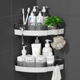 thumbnail image 1 of 2-Pack Corner Shower Caddy Shelves - Bathroom Storage Organizers for Shampoo, Conditioner, Soap, and More - Removable, No-Drill Design for Easy Instal, 1 of 4