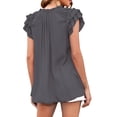 thumbnail image 2 of Sunloudy, camisetas de manga con volantes para mujer, camisetas informales de vendaje sueltas de verano de Color sólido, blusa, ropa de calle Sunloudy  moda, 2 of 4