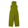 thumbnail image 2 of Cotton Jumpsuits for Women Round Neck Button Sleeveless Summer Rompers Casual Fashionable Solid Color Loose Wide Leg Jumpsuit with Pockets, 2 of 5