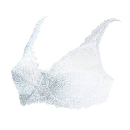 TMOYZQ Women s Plus Size Wireless Bra Full Coverage Lightly Lined T Shirt Bras Push Up Seamless Bralettes Scalloped Comfort Everyday Bras