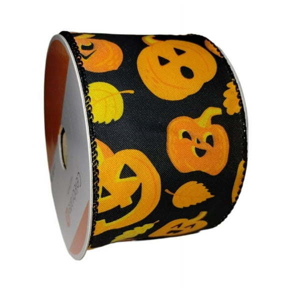 2.5" x 25ft. Wired Ribbon by Celebrate It® Halloween Black Pumpkins