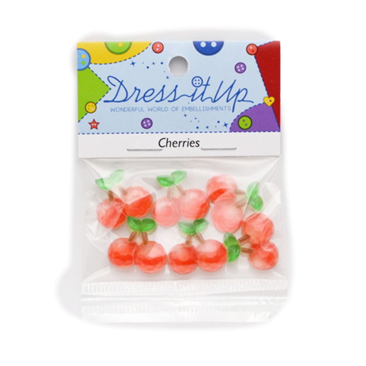 (2 pack) Dress It Up Buttons, Cherries, Sewing Fasteners, 6 Pieces