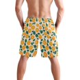 thumbnail image 3 of Dailycode Men's Quick Dry Swim Trunks Beach Shorts Casual Summer Board Shorts with Pockets, Orange Slice and Leaf, 3 of 8