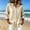 Beige, variant on Qulqfy Cotton Blouses for Women Fall Casual 3/4 Sleeve Solid Beige Work Hooded Button Up Drawstring Dressy Womens Tops L