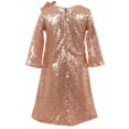 thumbnail image 2 of Big Girl Shiny Sequin Short Sleeve Holiday Christmas Party Flower Girl Dress Blush 8 (K40D8), 2 of 4