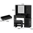thumbnail image 6 of VEANERWOOD 41.8'' Vanity Desk Set with Sliding Mirror and Lights, Modern Dressing Table with Visible Cabinet and Jewelry Storage & Charging Station, Stool, 6 of 9