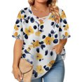 thumbnail image 2 of Tops de Manga Corta de Tamaño Más de las Mujeres, Blusas de Cuello en V Impresas de Verano de Moda para Uso Casual, Diario Y de Fiesta, 2 of 8