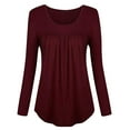 thumbnail image 6 of UPPADA Fashion Womens Pleated Tunic Tops to Wear with Leggings Long Sleeve Round Neck Blouse Shirts Solid Color Loose Tunics, 6 of 7