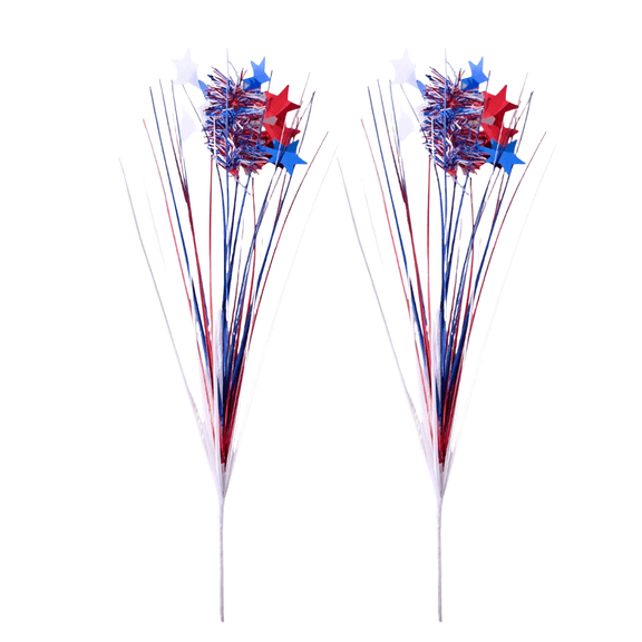 chaungfeng 4th of July Star Flower Stems, 2 Pcs 17in Artificial Picks Glitter Star Shaped Berry Picks, Patriotic Sprays for Independence Day Wedding Table Centerpiece Home Decoratione