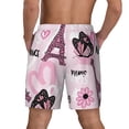 thumbnail image 4 of Goofa Eiffel Tower and Butterflies Printed Men's Swim Trunks Board Shorts Quick Dry Mens Swimming Trunks with Compression Liner,Breathable Fit Hawaii Beach Shorts-XX-Large, 4 of 9