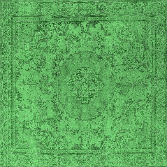 Ahgly Company Indoor Square Oriental Emerald Green Industrial Area Rugs, 8' Square