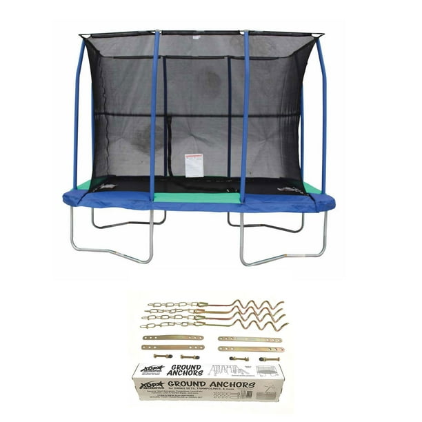 JumpKing 7 x 10 Foot Trampoline and XDP Recreation Metal Ground Anchor