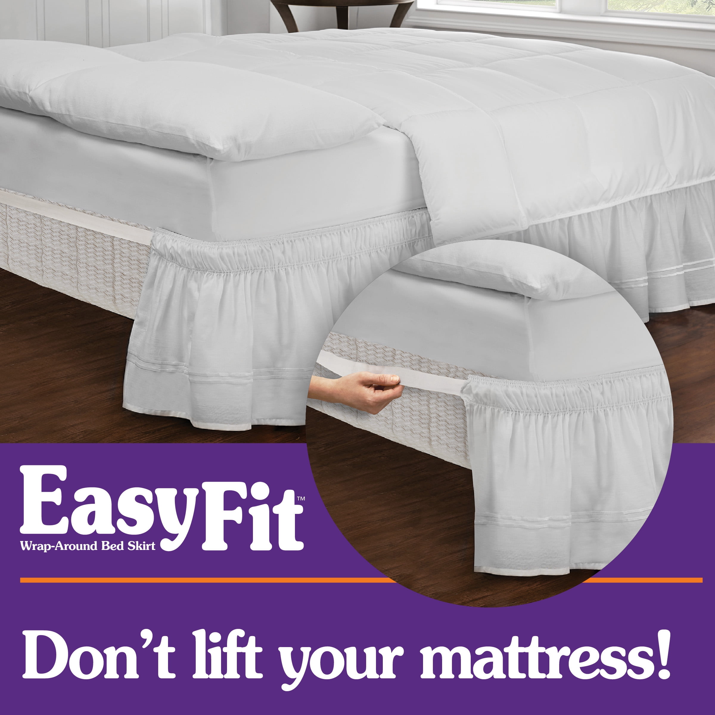 Easy Fit Adjustable Baratta Stitch Embroidered Bed Skirt