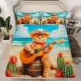 thumbnail image 2 of Homewish Animal Cat 4-Piece Full Size Sheets For Teens Boys Girls,Music Guitar Bed Sheets,Botanical Flower Cactus Lightweight Sheet Sets,Breathable Home Decor, 2 of 7