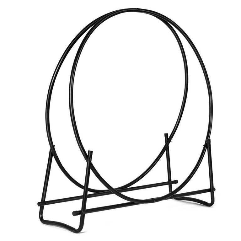 30/40 Inch Tubular Steel Log Hoop Firewood Storage Rack - Costway