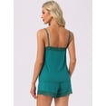 thumbnail image 4 of DARING DIVA Women's Cami Pajamas Rayon Lace Trim V-Neck Tops with Shorts M Green, 4 of 7