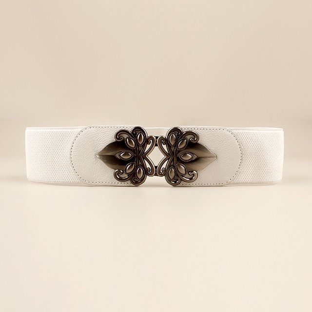Cinturón elástico para mujer, cintura ancha elástica, ajustado, adelgazante, para vestir, camisa, abrigo, cintura exterior negra, universal