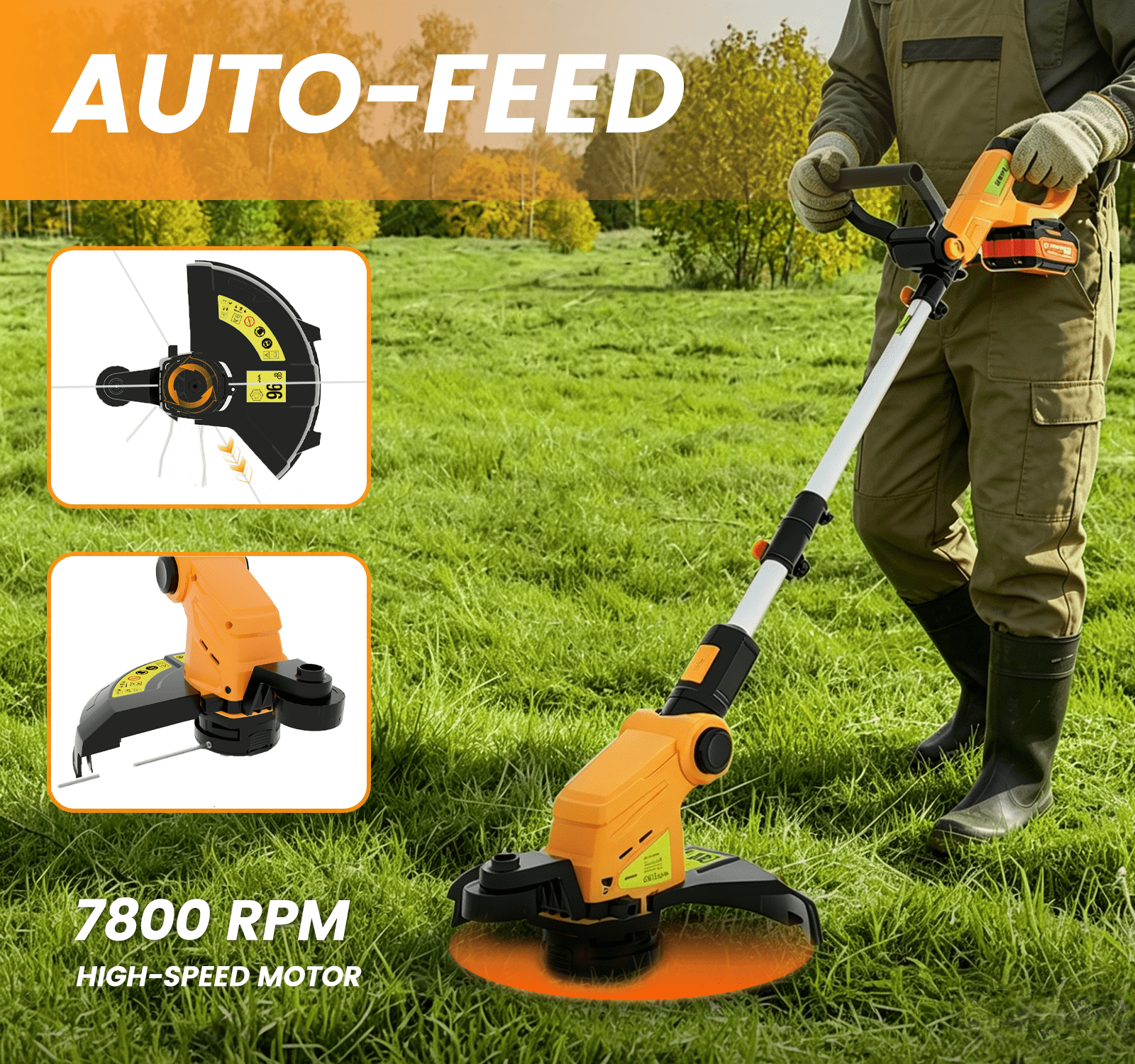Gewol 20V Cordless Grass String Trimmer & Edger, 12” Electric Weed Wacker Grass Trimmer Tool , 2*3.0Ah Battery & Charger for Lawn and Garden