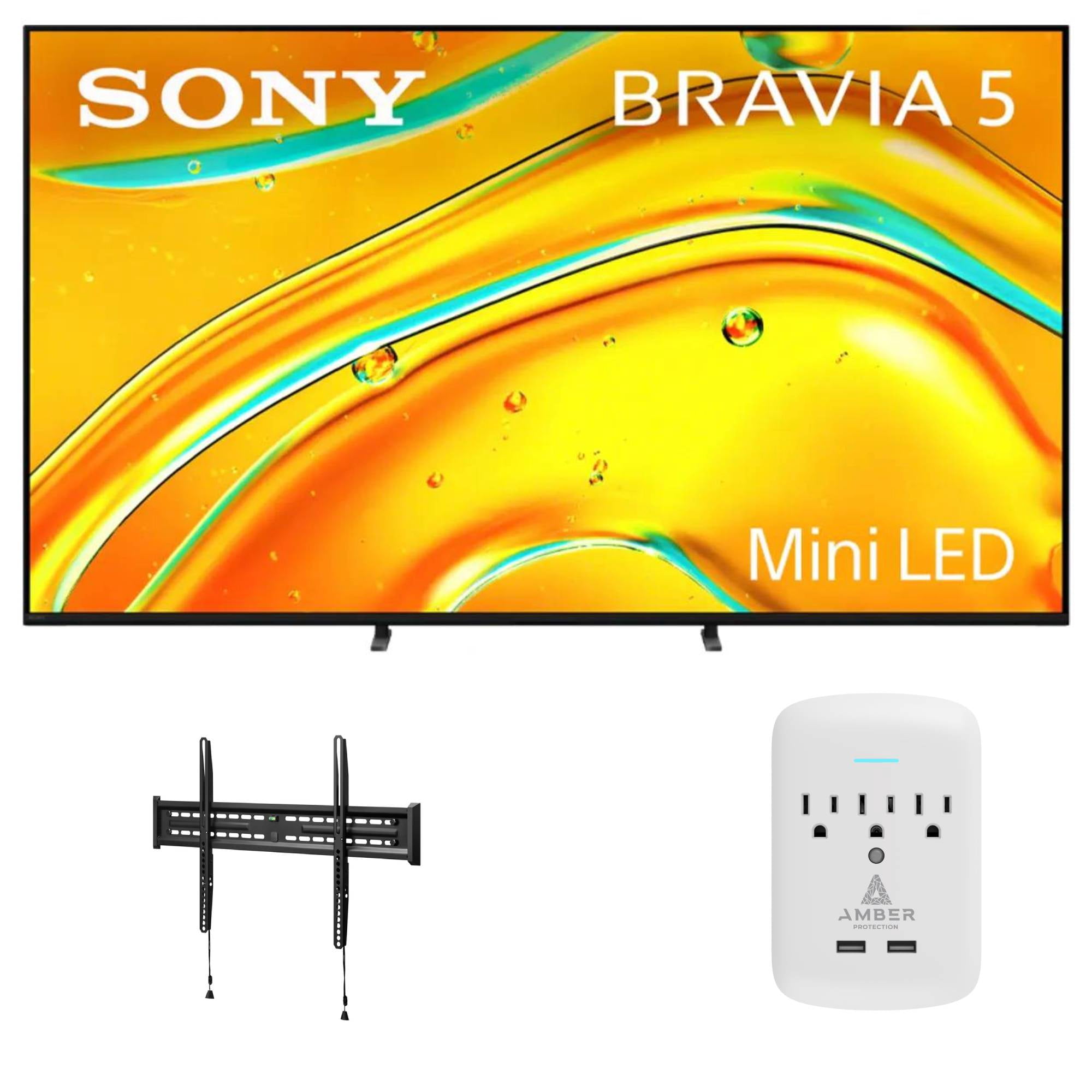 Sony K-65XR50 65" TV with FIXED-MOUNT-43-90 and 3-OUTLET-SURGE (2025)
