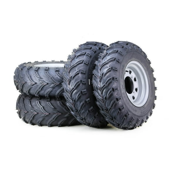 LIBRA 25x8-12 25x10-12 ATV Tire & wheel Set with 4-156 PCD 4 3 OS Silver Wheels,SET 4