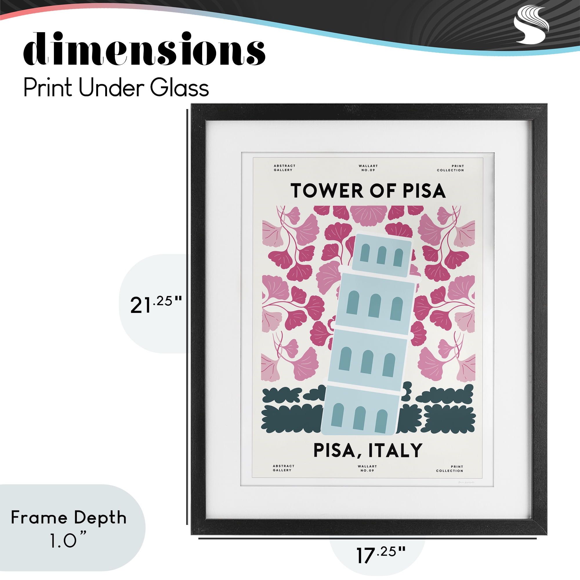 Stupell Industries Pastel Groovy Tower of Pisa Black Framed Print Under Glass, design by Omar Escalante