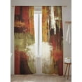 thumbnail image 2 of Sheer Curtains 84 inches Long 2 Panels Set Burnt Orange Green Thanksgiving Abstract Texture Modern Tiers Sheers Rod Pocket Small Window Short Curtains for Kitchen Cafe, Each 52" W x 84" L, 2 of 7