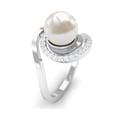 thumbnail image 4 of Rosec Jewels Freshwater Pearl Bypass Ring with Diamond for Women - 8 mm, 7.75 CT, 10K White Gold, US 9.00, 4 of 8