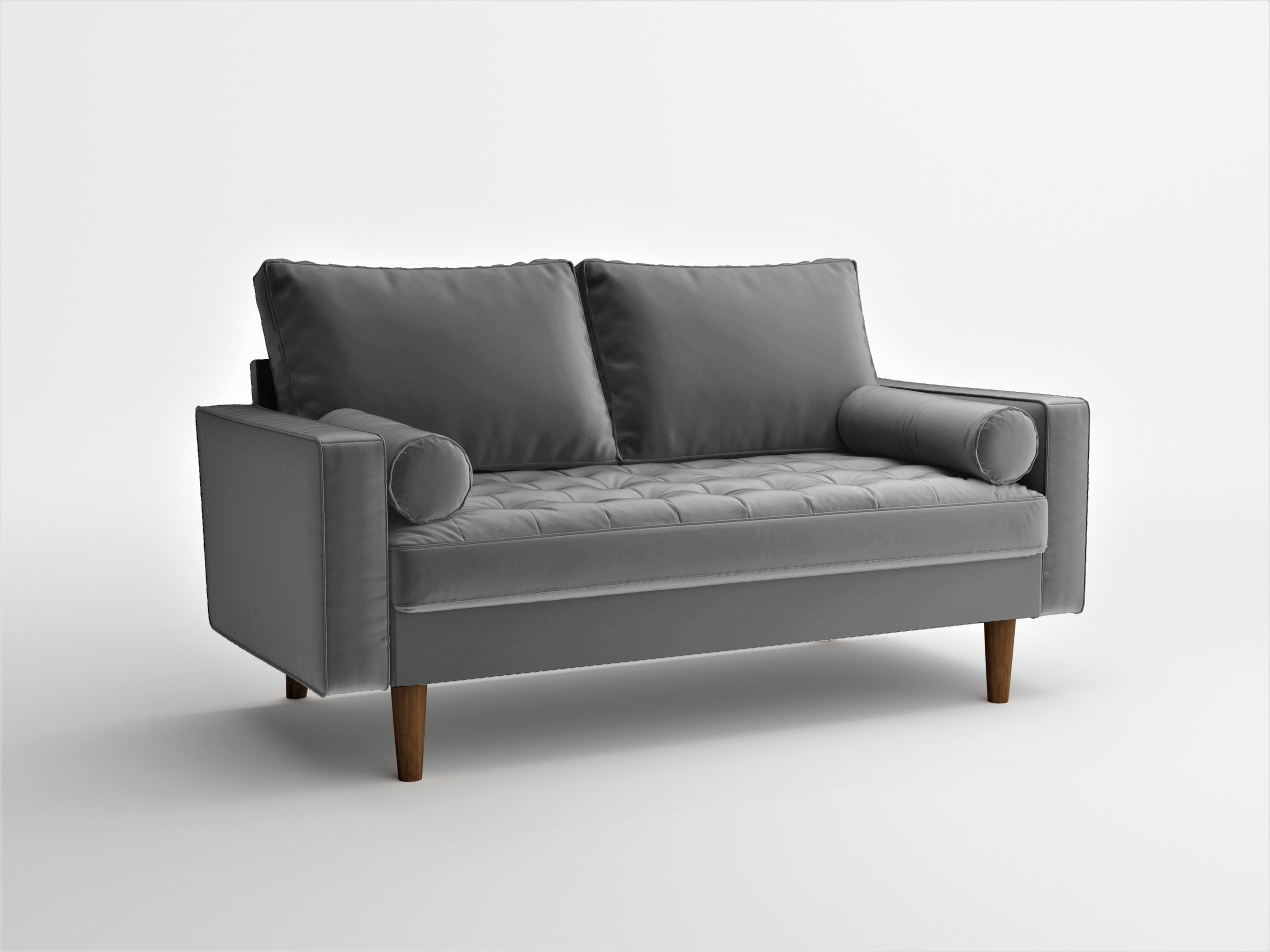 Uspridefurniture Helene 55.87'' Velvet Recessed Arm Loveseat, Gray