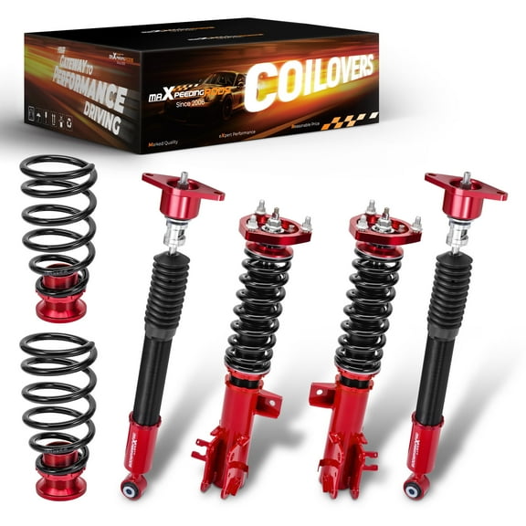 MaXpeedingrods Coilovers for Mazda 3 BM 2014-2018, 24 Levels Damper Adjustable Coilovers Suspension Kit, Height Adjustable Shock Absorber Struts, Lowering Kit, Red