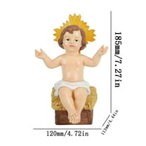 Light-Up Holy Infant Resin Figurine, Christmas Nativity Desktop Decor, Religious Baby Jesus Gift